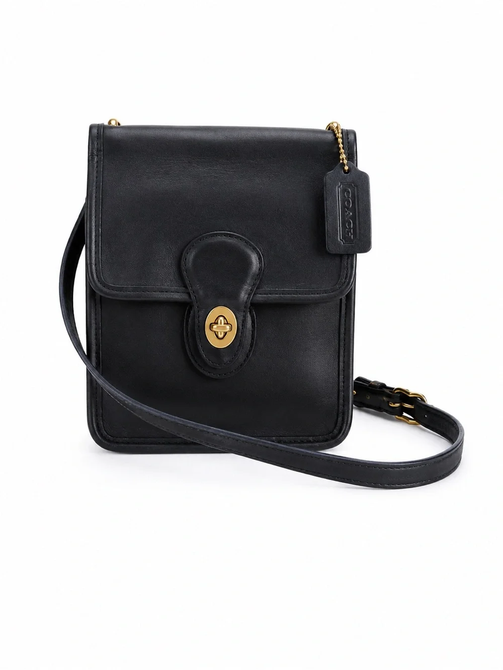 Vintage Coach Navy Blue Turnlock Crossbody Bag | USA Made Glove-Tanned Leather - Picture 1 of 3